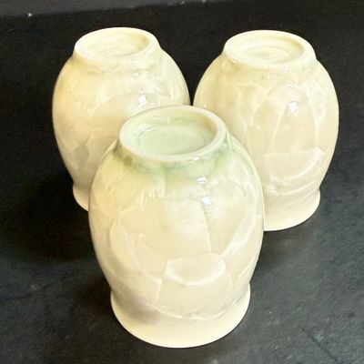 LOT 117: Asian Pearlescent Luster Glaze Tea Set in Felt Lined Wooden Box