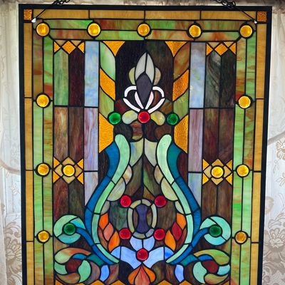 LOT 64: Decorative Hanging Stained Glass Window / Wall Art