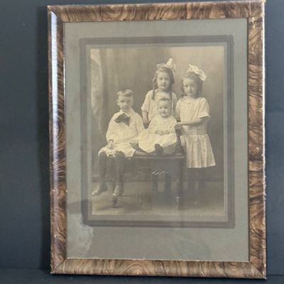 LOT 111: Collection of Framed Photographs of Victorian Children and Victorian Style Doll