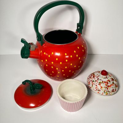 LOT 174: Kitchenware and Bakeware Collection - Corning Ware, Lailani Genuine Monkey Pod Olive Dish, Tea Kettle, Made in Poland Ceramic...