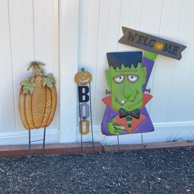 LOT 58: Large Collection of Outdoor Holiday Decorations - Metal, Wood and Plastic Varieties