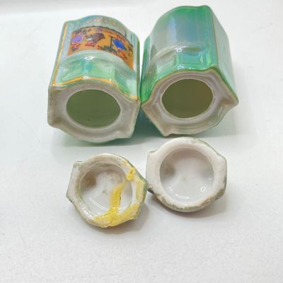 LOT 107: Vintage Collection of Lustreware Ceramic Germany Miniature Canister and Spice Jars