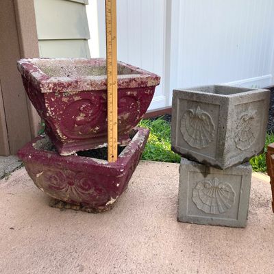 LOT 73: Six Outdoor Concrete Planters
