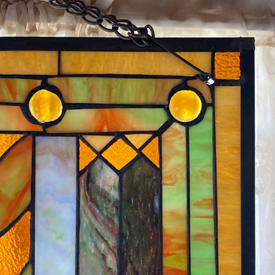 LOT 64: Decorative Hanging Stained Glass Window / Wall Art