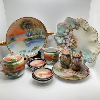 LOT 103: Beautiful Collection of Hand Painted Porcelain / China - Limoges, Nippon, Noritake Japan and More