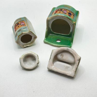 LOT 107: Vintage Collection of Lustreware Ceramic Germany Miniature Canister and Spice Jars