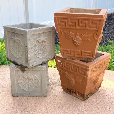LOT 73: Six Outdoor Concrete Planters