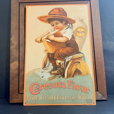 LOT 130: Vintage Advertisement Replicas on Tin and Wood