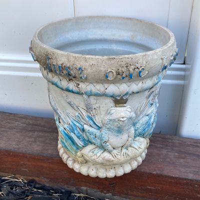 LOT 85: Assorted Patio / Outdoor Decor - Frog, Faux Plant, Jim Shore, Statues and More