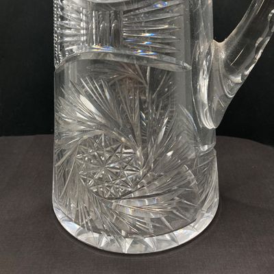 LOT 105: Crystal / Cut Glass - Ruby / Clear Vase, Salt Cellars, Creamer / Sugar Bowls and Large Pitcher