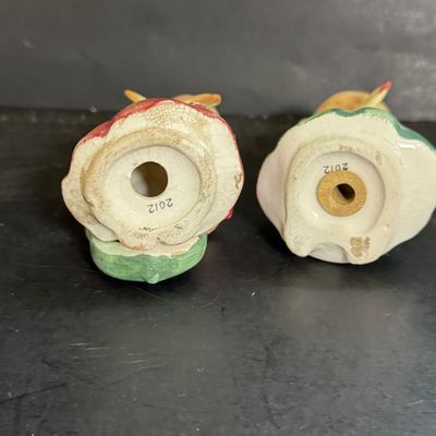 LOT 114: Vintage Lefton Christmas Candle Salt and Pepper Shakers, Napco Musical Angel Shakers and Cast Lead Santa