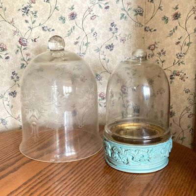 LOT 95: Home Decor - Faux Orchid Plant, Cloches, Hanging Plant Holders, Flower Frog and More