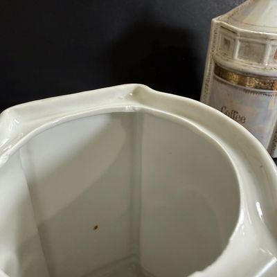 LOT 47: Vintage German Ceramic Lusterware Canisters, Spice Jars and Salt Box