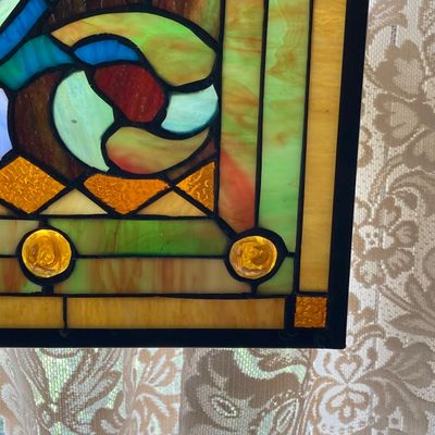 LOT 64: Decorative Hanging Stained Glass Window / Wall Art