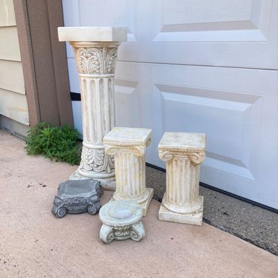 LOT 57: Collection of Pedestals - Stone, Ceramic and More