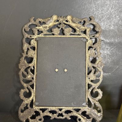 LOT 115: Vintage Wheaton Glass Christmas Bell Bottles and Framed Vintage Christmas Card