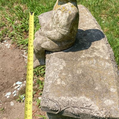 LOT 92: Concrete Little Fisher-Boy Sitting on Bench