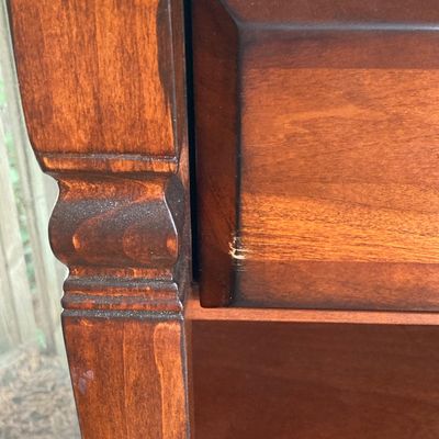 LOT 98: Wood Cabinet / Bookcase with Faux Marble Top