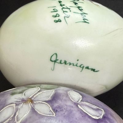 LOT 50: Collection of Hand-painted Egg Shells and Ceramic Eggs and Egg Dish