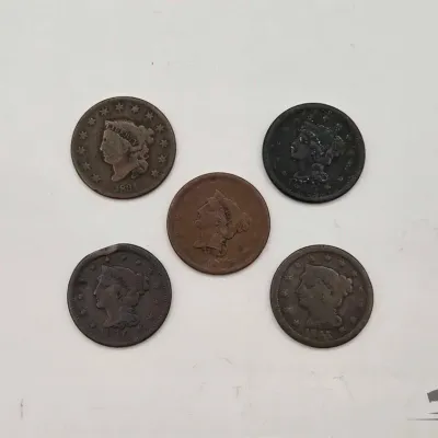 1610 5 1831 1850 coronet head large cents