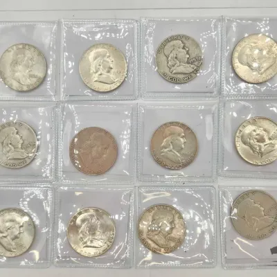 1406 90 silver franklin half dollars