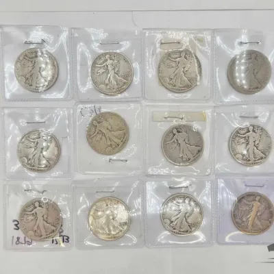 1402 90 silver walking liberty half dollars