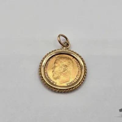 564 1898 russian 5 ruble coin with 14kt casing 6 2g