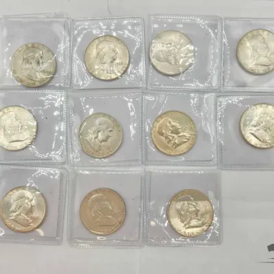 1404 90 silver franklin half dollars