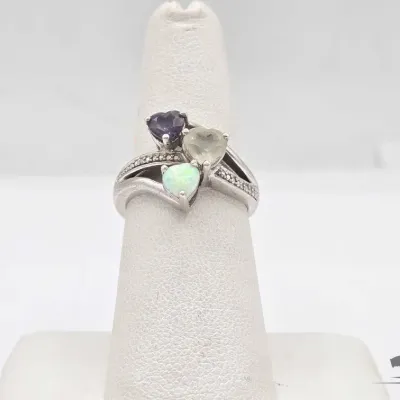 898 925 sterling silver ring with semi precious stones 3 0g