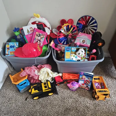 2 Totes Of Toys And Books 