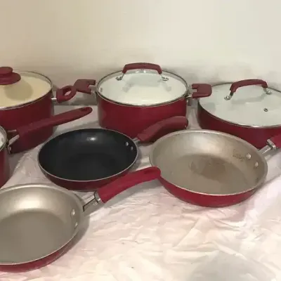 Red Skillets And Pots