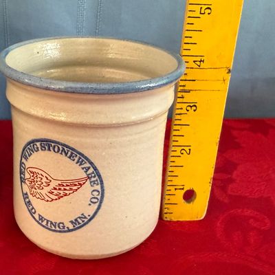 Sale Photo Thumbnail #158: American salt-glazed stoneware butter crock.