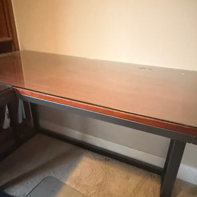 Modern Industrial L-Shaped Desk with Wood and Metal Frame