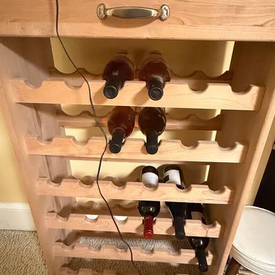 Wooden Floor-Standing Wine Rack with Storage Drawer