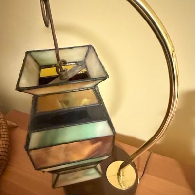 Vintage Stained Glass Lantern Table Lamp