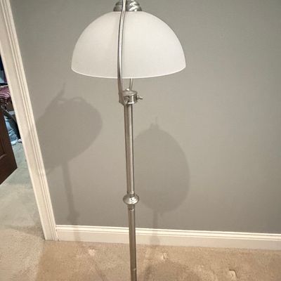 Adjustable Brushed Nickel Floor Lamp with Frosted Glass Shade