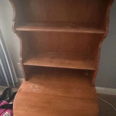 Vintage Ethan Allen Colonial Style Maple Drop-Front Secretary Desk with Hutch