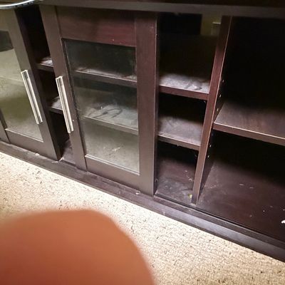 Espresso Buffet Cabinet with Sliding Glass Doors