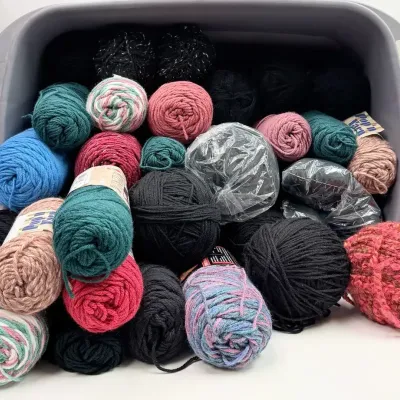 Destash of Multi-Colored and Black Craft Yarn