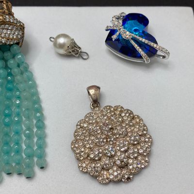 LOT 241: Vintage Pendant Collection - Beaded Tassel, Hearts, Faceted and More