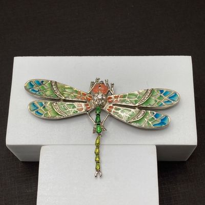 LOT 240: Stained Glass Style Dragonfly Brooch / Pin