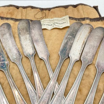 LOT 311: Peerless Silver-Plated Flatware with Storage Cloths - 60pcs