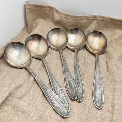 LOT 311: Peerless Silver-Plated Flatware with Storage Cloths - 60pcs