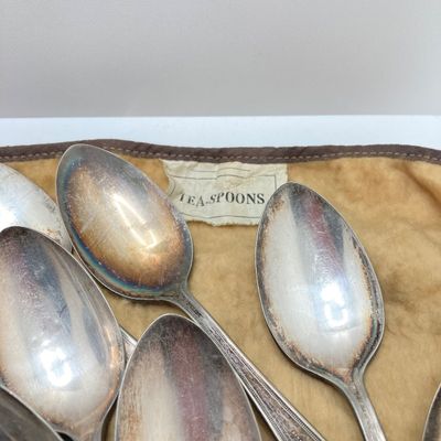 LOT 311: Peerless Silver-Plated Flatware with Storage Cloths - 60pcs