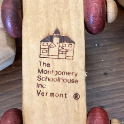 LOT 227: Large Collection of Wooden Toys - Train, Trucks, Airplane, (The Montgomery Schoolhouse, Inc. / Mr. Toys) and More