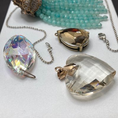 LOT 241: Vintage Pendant Collection - Beaded Tassel, Hearts, Faceted and More