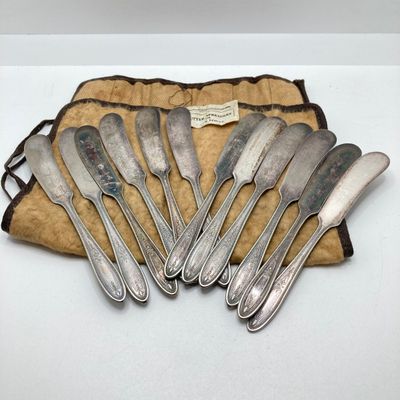 LOT 311: Peerless Silver-Plated Flatware with Storage Cloths - 60pcs