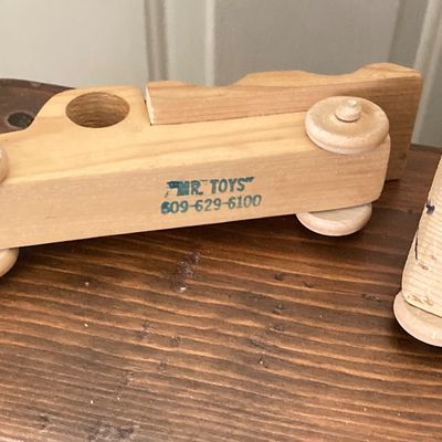 LOT 227: Large Collection of Wooden Toys - Train, Trucks, Airplane, (The Montgomery Schoolhouse, Inc. / Mr. Toys) and More