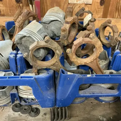 Used Engine Components, Including Pistons And Connecting Rods