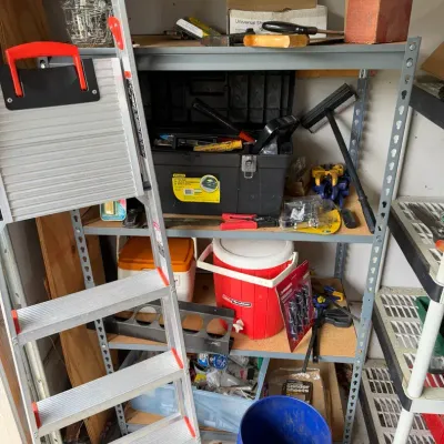 Coleman Coolers, Little Giant Ladder, Stanley, Kanon And Other Hand Tools, Clamps And Shelf
